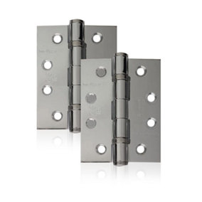 UAP Pack of 2 Door Hinges - 4Inch - 100x75mm - Mild Steel Ball Bearing Butt - Square Corners - Internal Door - Satin Chrome Plated