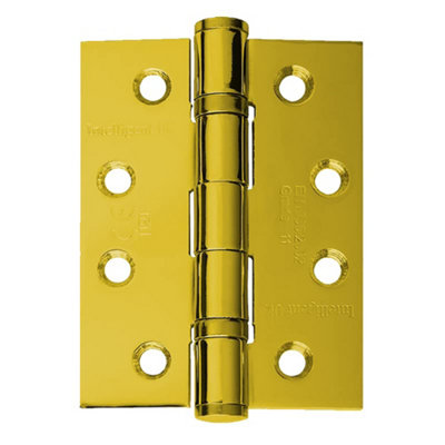 UAP Pack of 4 Door Hinges - 4 Inch - 100x75mm - Mild Steel Ball Bearing Butt - Square Corners - Internal Door - Electro Brassed