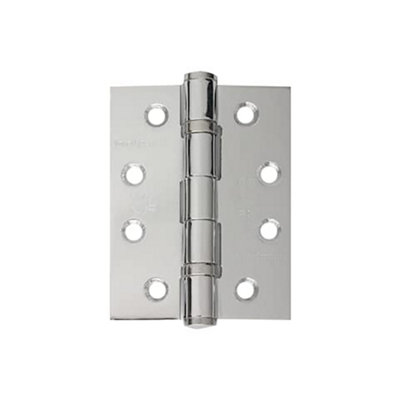 UAP Pack of 4 Door Hinges - 4 Inch - 100x75mm - Mild Steel Ball Bearing Butt - Square Corners - Internal Door - Polished Chrome