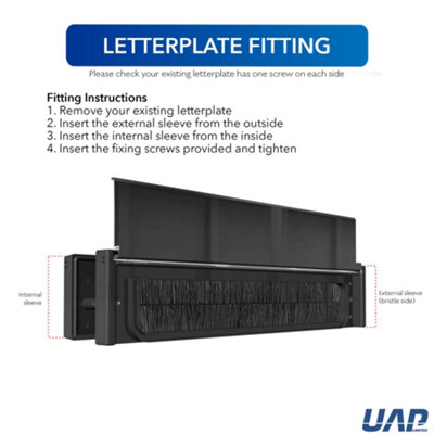 UAP Petit Master 10" Letterplate Letterbox for uPVC, Composite and Wooden 40-80mm Doors - Black