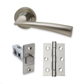 UAP Phantom - Door Handle Pack with Hinges and Latch - Polished Chrome/Satin Nickel