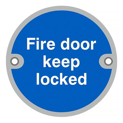 Vsafety Feuertür-Schild 'Keep Locked Shut' – 200x200 Mm, Blau, Selbstklebend, Nachtleuchtend