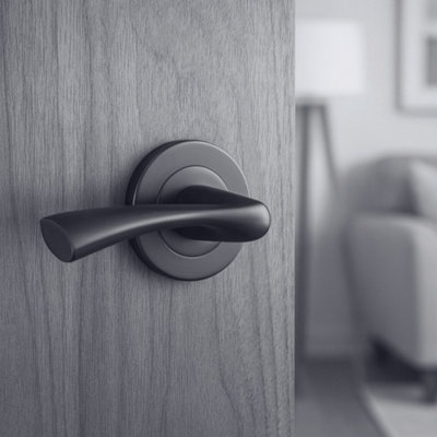 UAP Scimitar Metal Grey Internal Door Handles Pair- Premium Range Zinc Round Rose Lever Design
