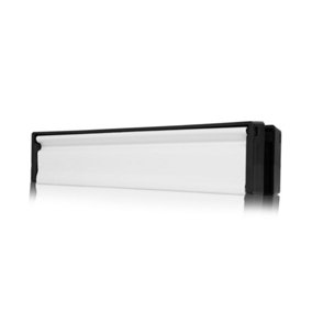UAP Slimline 12" Letterbox Letterplate for Composite and Wooden 40-80mm Doors - Black Frame - White Powder Coat