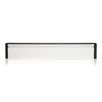 UAP Slimline 12" Letterbox Letterplate for Composite and Wooden 40-80mm Doors - Black Frame - White Powder Coat