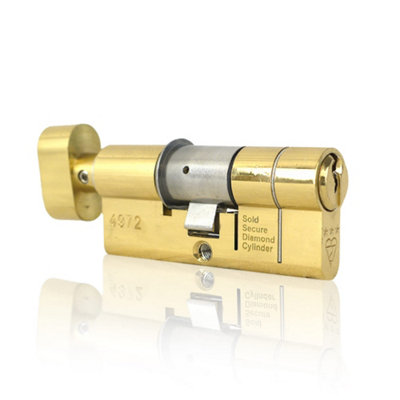 UAP Thumb Turn Euro Cylinder Lock - 3 Star Kitemarked Euro Lock Cylinder - Suitable for All Doors - 100mm - 50/50 - Brass