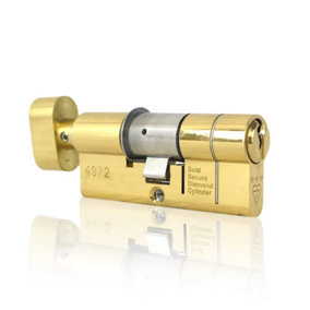 UAP Thumb Turn Euro Cylinder Lock - 3 Star Kitemarked Euro Lock Cylinder - Suitable for All Doors - 90mm - 45/45 - Brass