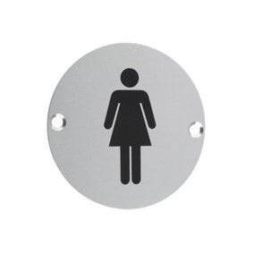 UAP Toilet Door Sign - Female - Polished Stainless Steel