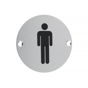 UAP Toilet Door Sign - Male - Polished Stainless Steel