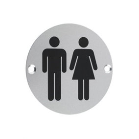 UAP Toilet Door Sign - Unisex - Polished Stainless Steel