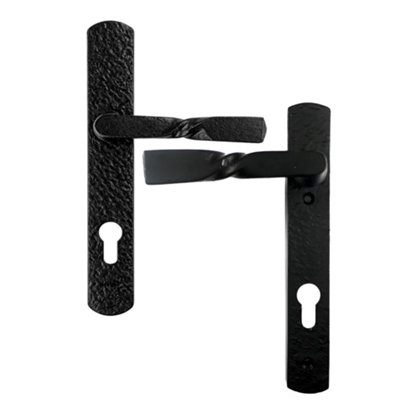 UAP Traditional Black Cast Iron External Door Handles Pair 92mm Centres ...