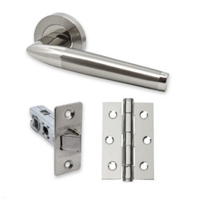UAP Valiant - Door Handle Pack with Hinges and Latch - Polished Chrome/Satin Nickel