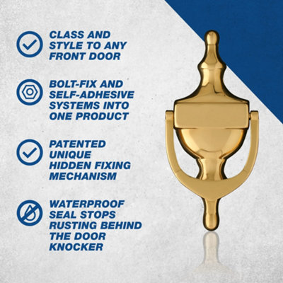 UAP Victorian Urn Door Knocker For Front Door - 6-inch - Fixings Including Self Adhesive - Black