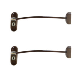 UAP Window Restrictor with Key - Window Safety Locks - 20cm Cable - All Types of Windows - 2 Locks - Brown