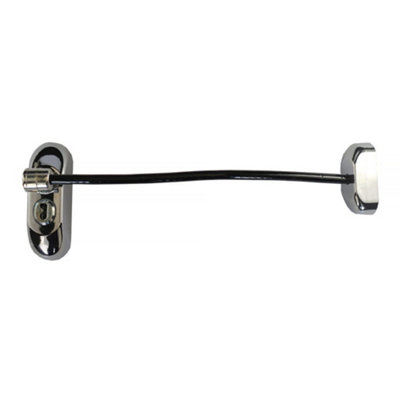 UAP Window Restrictor with Key - Window Safety Locks - 20cm Cable - All Types of Windows - 2 Locks - Chrome - Black Cable