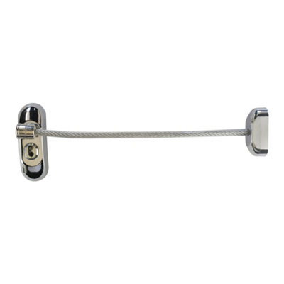 UAP Window Restrictor with Key - Window Safety Locks - 20cm Cable - All Types of Windows - 2 Locks - Chrome - Clear Cable