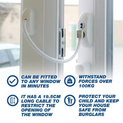 UAP Window Restrictor with Key - Window Safety Locks - 20cm Cable - All ...