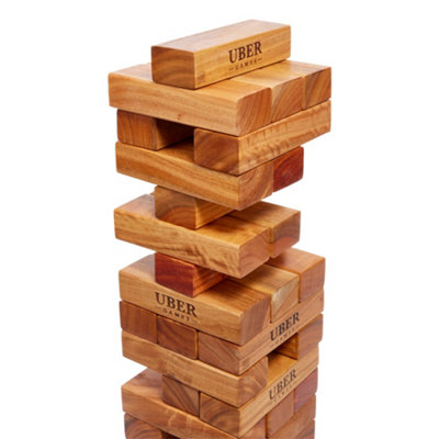Jenga géant 90cm Verni Hardwood : taille Medium - Ubergames - BCD Jeux