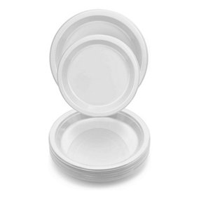 UDL Exquzit Plastic Plain Disposable Plates (Pack of 16) White (One Size)