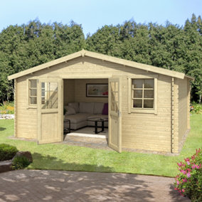 Udo 300-Log Cabin, Wooden Garden Room, Timber Summerhouse, Home Office - L522.4 x W320 x H256.5 cm