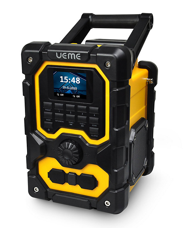 UEME 16W Rugged Job Site DAB/DAB+ FM Radio With Bluetooth, 8000mAh Built In  Rechargeable Battery, USB Charge + SmartPhone Storage