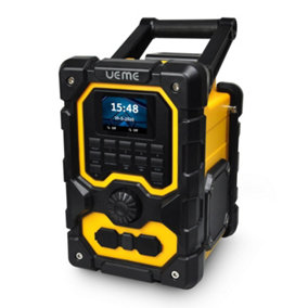 UEME 16W Rugged Job Site DAB/DAB+ FM Radio With Bluetooth, 8000mAh Built In Rechargeable Battery, USB Charge + SmartPhone Storage