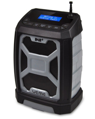 Ueme 5W Job Site Rugged DAB/DAB+ FM Radio with Bluetooth and 2600mAh built in rechargeable battery. (Grey/Black)