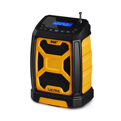 Ueme 5W Job Site Rugged DAB/DAB+ FM Radio with Bluetooth and 2600mAh built in rechargeable battery. (Yellow/Black)