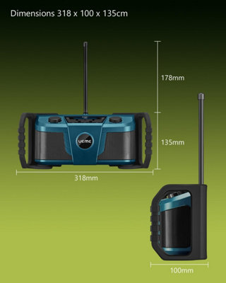 UEME 5W Rugged Jobsite DAB / DAB+ Digital Radio with Bluetooth & Built in Rechargeable Battery