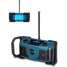 UEME 5W Rugged Rechargeable Job Site DAB / DAB+ Digital Radio With Bluetooth and Mains Adaptor (Blue/Black)