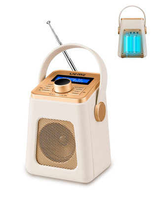 UEME Mini DAB/DAB+ FM Wireless Bluetooth Rechargeable Radio in Cream