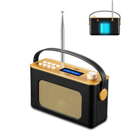 UEME Retro DAB/DAB+ FM Wireless Portable Radio with Rechargeable Battery and Bluetooth (Black)