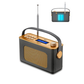 UEME Retro DAB/DAB+ FM Wireless Portable Radio with Rechargeable Battery and Bluetooth (Charcoal Grey)