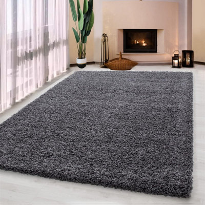 UETIAN Luxurious Shaggy Rugs Soft Extra Thick Area Rugs Heavy 5cm Dense Pile for Living Room Bedroom Hallway (Dark Grey 120 x 170)