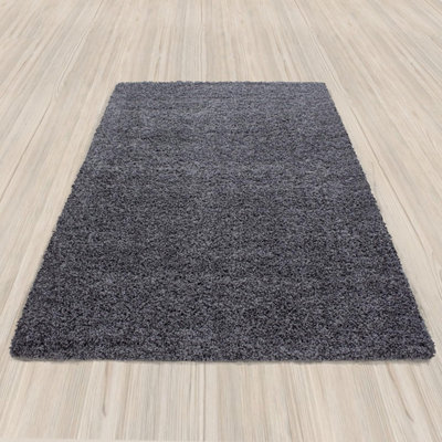 UETIAN Luxurious Shaggy Rugs Soft Extra Thick Area Rugs Heavy 5cm Dense Pile for Living Room Bedroom Hallway (Dark Grey 60 x 110)