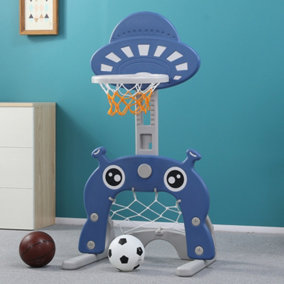 UFO Cartoon 2-in-1 Toddler Basketball Hoop Football Goal Set