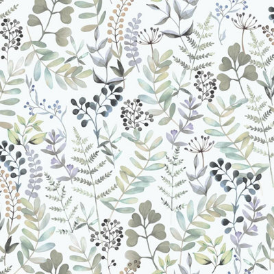 Ugepa Botanical Leaf Wallpaper Floral Garden Sage Green Paste The Wall Vinyl