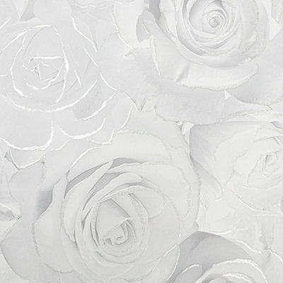Ugepa Light Grey Silver Glitter Detail Roses Floral Bloom