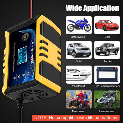 thumbnail image 2 of Smart 12V/6A Car Battery Charger – Automatic Pulse Repair, Heavy Duty, With Cables & Clamps 2 of 10