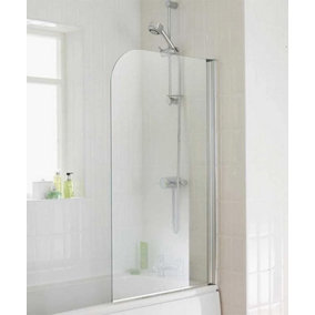 UK Bathrooms Essentials Premium Curved Bath Screen 750mm Wide x 1300mm High 5mm Glass