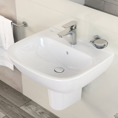 UK Bathrooms essentials VitrA Zentrum 55 cm basin and semi pedetal