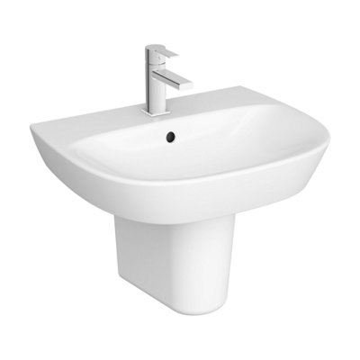 UK Bathrooms essentials VitrA Zentrum 60 cm basin and semi pedetal