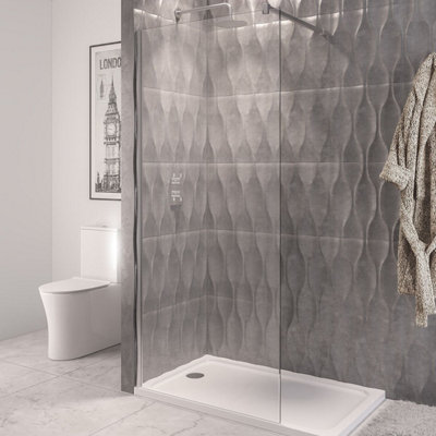 UK Bathrroms Essentials 8mm walkin panel Matt Black 800 x 2000 Price Comparisons | Compare The Build