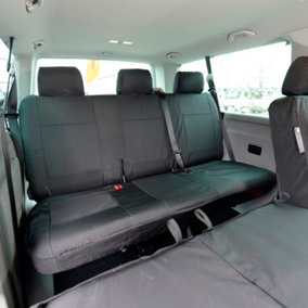 UK Custom Covers 2nd Row Bench Seat Covers - To Fit VW Transporter T6/T6.1 Kombi (2015 Onwards) Black