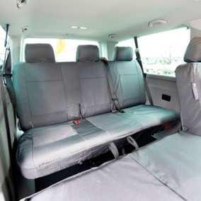 UK Custom Covers 2nd Row Bench Seat Covers - To Fit VW Transporter T6/T6.1 Kombi (2015 Onwards) Grey