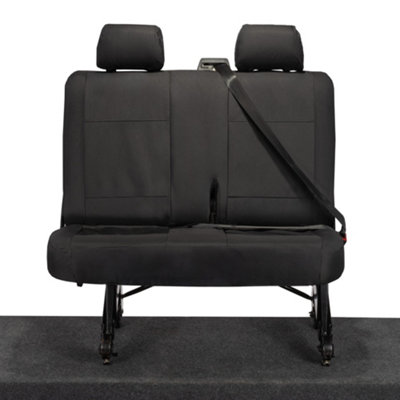 HMS FOR VW VOLKSWAGEN TRANSPORTER T6 - Premium Luxury Van Seat Covers Single Drivers And Double Passengers Seat Covers - 2 + 1 - Black And Grey Patch