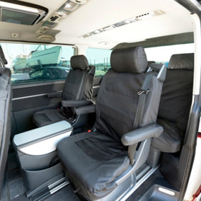 UK Custom Covers 2nd Row Seat Cover (Left Side Seat) - To Fit VW Transporter T5/T5.1 Caravelle (2003-2015) Black