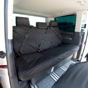 UK Custom Covers 3rd Row Rear Bench Seat Covers - To Fit VW Transporter T5/T5.1 Caravelle (2003-2015) Black