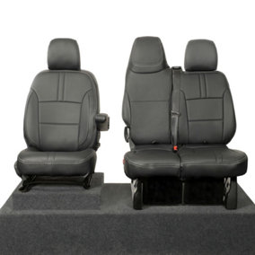 UK Custom Covers Block Leatherette Front Seat Covers - To Fit Renault Trafic Sport Business (2014 Onwards)