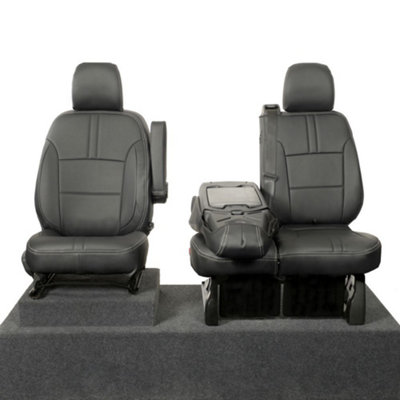 UK Custom Covers Block Leatherette Front Seat Covers - To Fit Renault Trafic Sport Business (2014 Onwards)